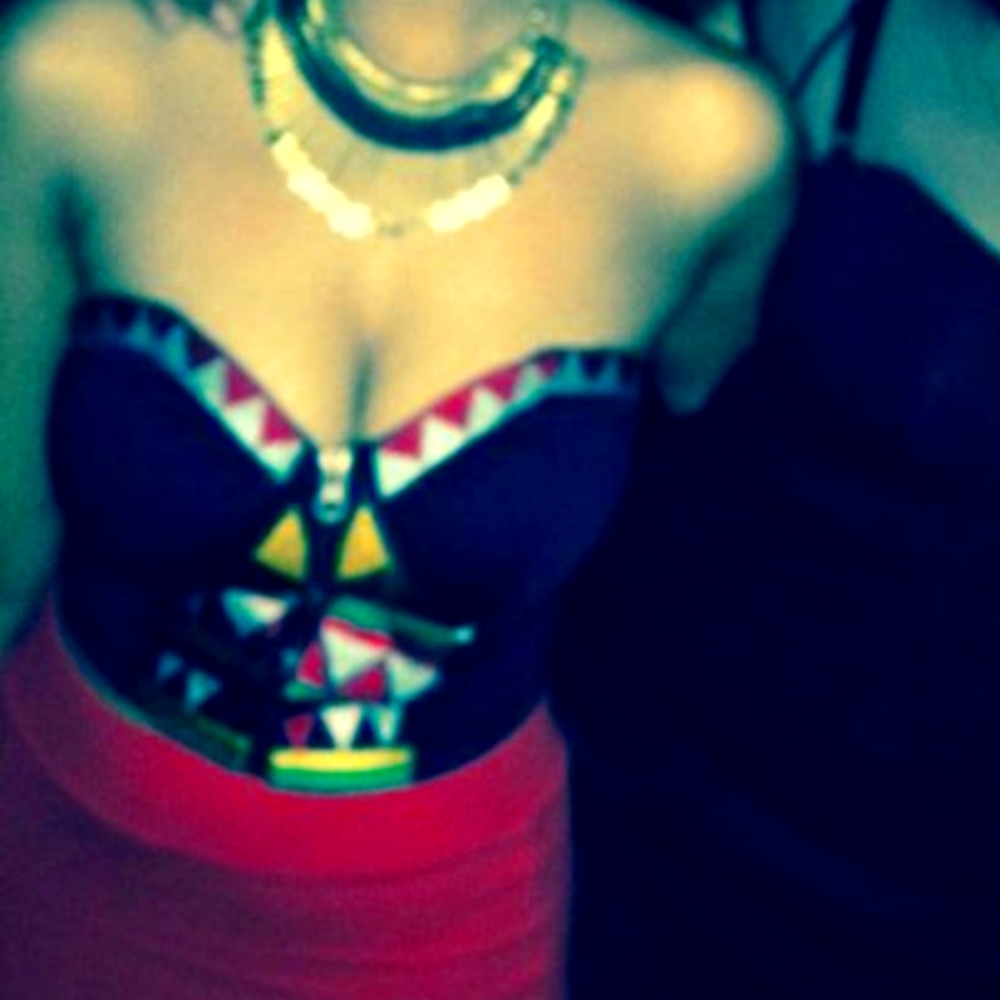 Colorful Geometric Strapless corset/bustier with zip in the front